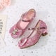 thumbnail image 2 of Zapatos de tacón alto de cuero para niñas de primavera y otoño, zapatos de lentejuelas y cristales, zapatos de baile con lazo para niñas pequeñas, 2 of 5