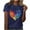 Dark Blue, variant on Graphic Tops for Women Plus Size Women‘s Printed Round Neck Short Sleeved T-shirt Short Sleeved Round Neck Topshirt Light Blue 3X