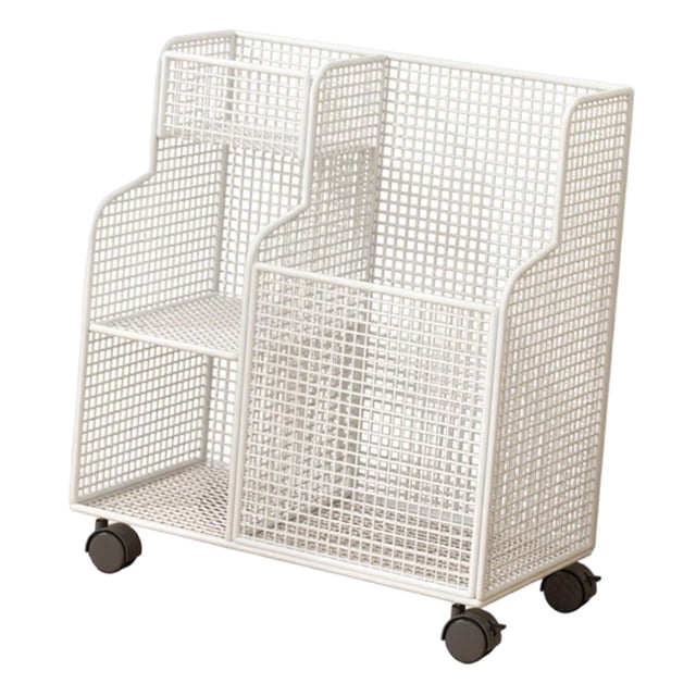 Estante de almacenamiento con ruedas para esterilla de yoga, organizador de suministros para mancuernas, hogar Blanco