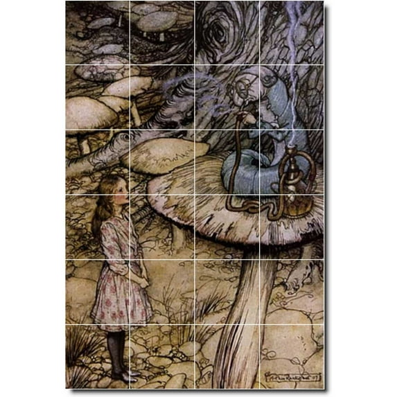 Ceramic Tile Mural-Arthur Rackham Illustration Painting 10. 17" w x 25.5" h using (24) 4.25 x 4.25 ceramic tiles