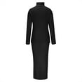 thumbnail image 5 of Lovskoo Womens 2023 Fall Two Piece Outfits Ribbed Knit Long Sleeve Turtleneck Pullover Sweater and Bodycon Midi Skirt Sets Black, 5 of 6