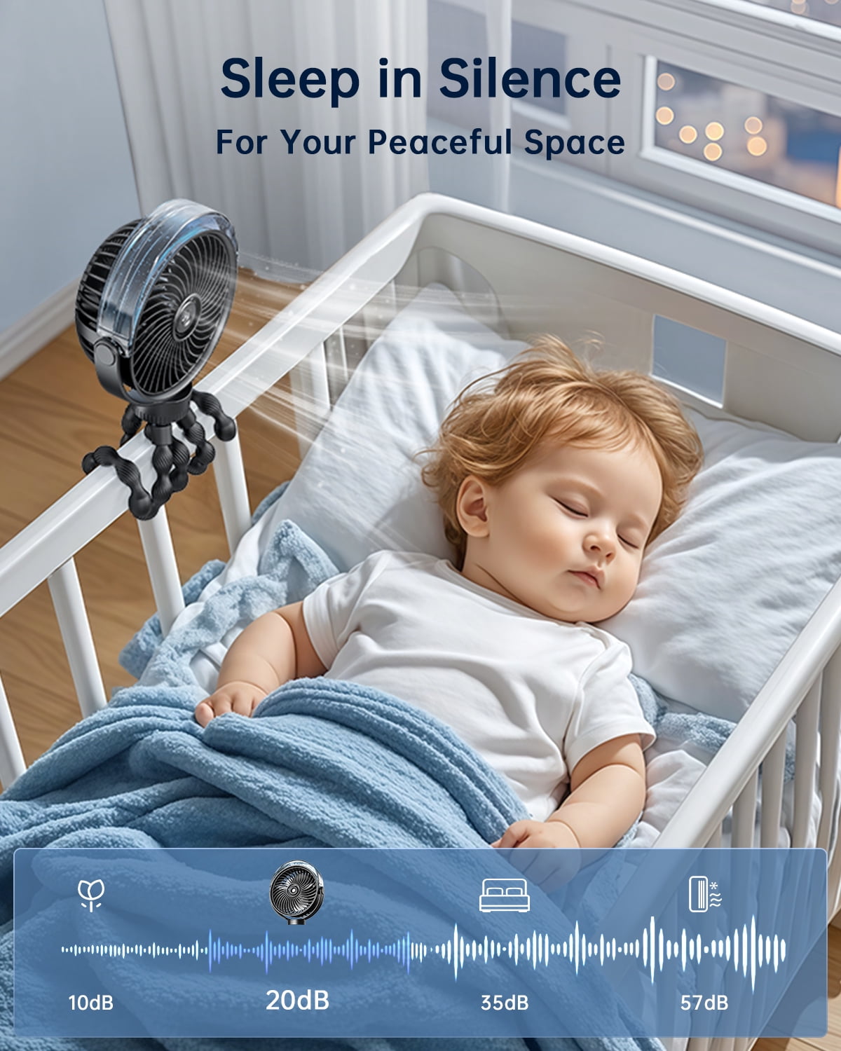 SWEETFULL Portable Misting Stroller Fan，Spray Cooling 4 Speeds, Quiet Rechargeable Fans for Travel, Outdoor, Golf Cart, Car Seat, Beach (Black)