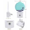 thumbnail image 2 of Night Lights Auto Sensor Turquoise Stripes Night Light Navy Blue Nautical Anchor Round Lamp Plug-in LED Nightlights Dusk to Dawn for Living Room Bedroom Bathroom Hallway Home Wall Decor, 2 of 7