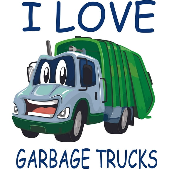 Truck I Love Garbage Trucks Cartoon Decors Wall Sticker Art Design Decal for Girls Boys Kids Room Bedroom Nursery Kindergarten House Fun Home Decor Stickers Wall Art Vinyl Decoration (10x10 inch)