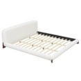 thumbnail image 3 of MODERNLUXE King Boucle Upholstered Platform Bed, Low Profile Modern Minimalist Bed Frame with Thick Curved Headboard & Wood Legs for Teens Adults,Cream White, 3 of 10