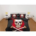 thumbnail image 2 of Ropa de cama de Halloween Flaming Cráneo Negro Funda Nórdica Set Colcha, Dormitorio Ropa de cama, 2 of 4