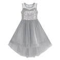thumbnail image 1 of Robe Fille Grise en Tulle à Paillettes Hi-lo Robe de Fête de Mariage 12 Ans, 1 of 4