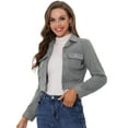 thumbnail image 1 of INSPIRE CHIC Veste Courte Décontractée en Faux Suède pour Femmes avec Col Cranté et Boutons, Poches, Gris TG, 1 of 5
