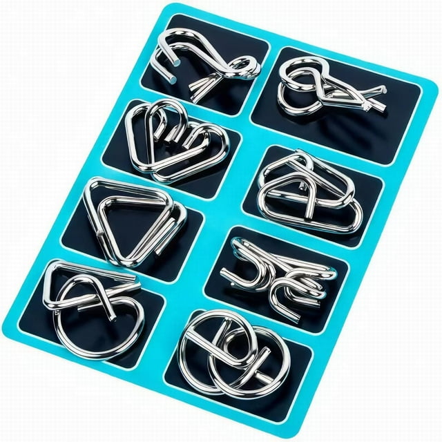 Brain Teasers Wire Puzzle Toys IQ Test Disentanglemen Interlock Game Chinese Ring Puzzle Brain Teasers For Kids Adults 8 Pack