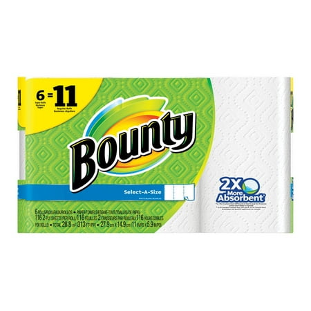 Bounty Paper Towels, Select-A-Size, 6 Super Rolls