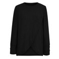 thumbnail image 6 of WREESH Womens Fashion Sweater Round-Neck Puff Long Sleeve Loose Solid Color Blouse Pullover Fall Tops 2024 Black, 6 of 7