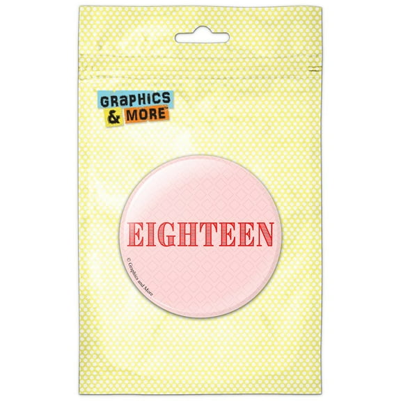 Eighteen Birthday Diamond Pattern Red Pinback Button Pin Badge