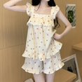 thumbnail image 1 of Pijama de verano con tirantes y pantalones cortos de cerezas, bonito y dulce traje de niña con volantes y encaje, 1 of 4