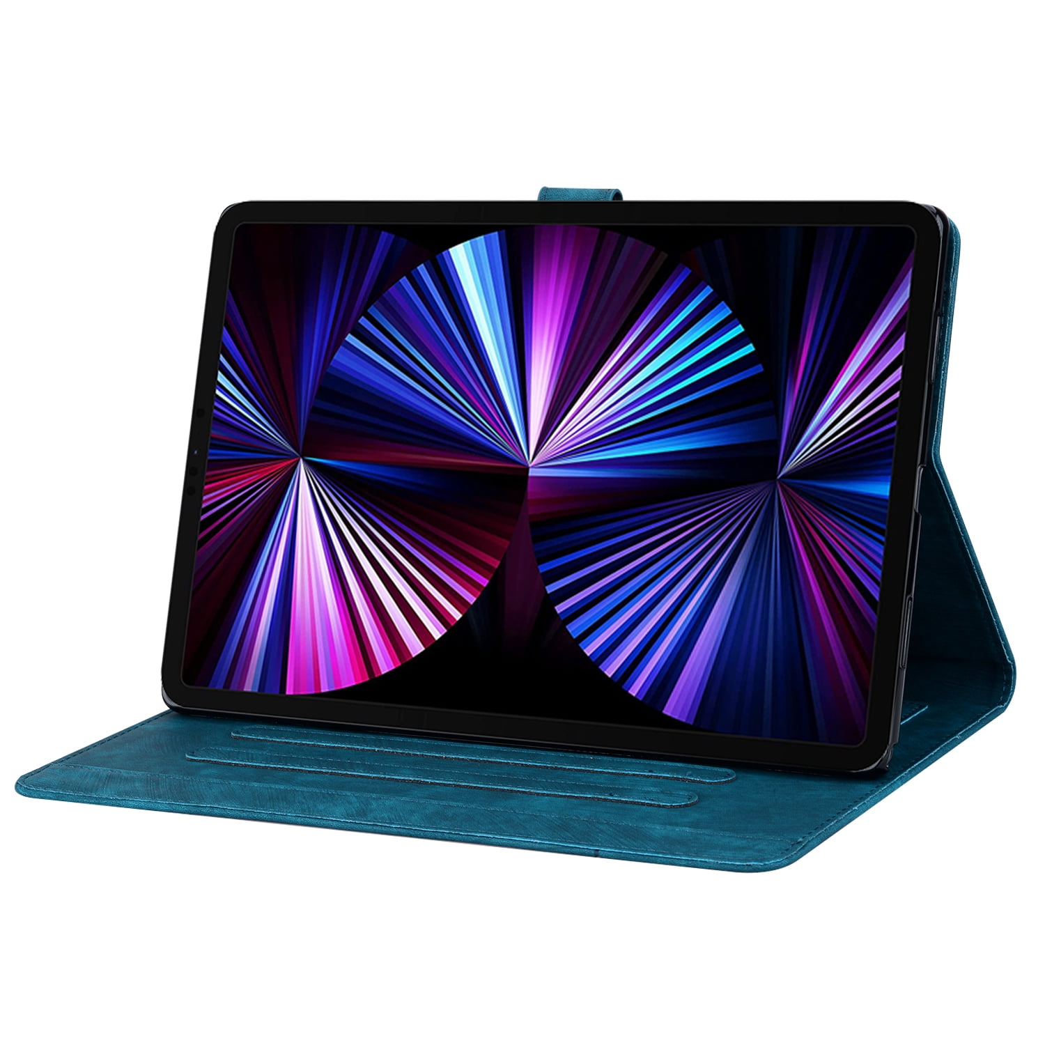 TECH CIRCLE Case for iPad Air 11 Inch M2 2024, iPad Air 5th/4th Case 2022/2020, iPad Pro 11 inch case, PU Leather Embossed Flower Folio Case with Pencil Holder Multi-Viewing Angles Stand Cover,Blue