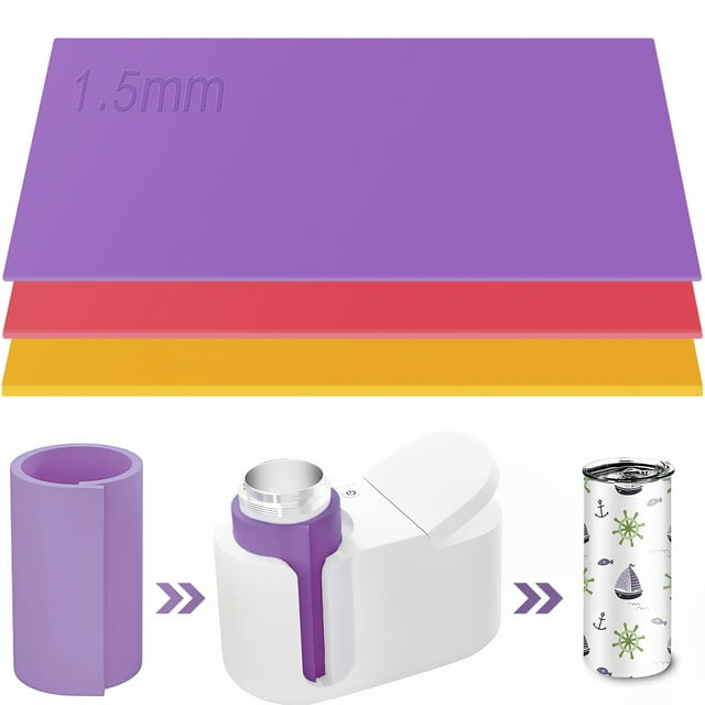 Envoltura de vaso de sublimación de 3 piezas en 3 espesores Reutilizable Taza de silicona Envoltura de vaso para máquina de prensa de taza 20OZ 16OZ 12OZ Taza Envoltura de sublimación de silicona resi