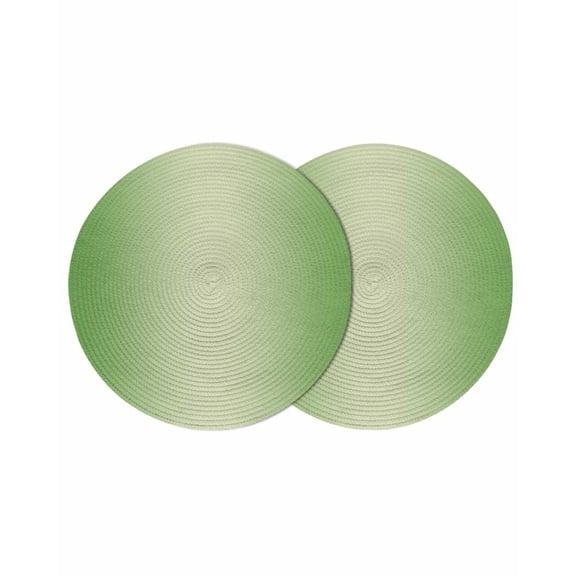Spring Green Ombre Round Placemats Set of 2 for Dinning Tables,Heat-proof Braided Table Mats 15 Inch,Modern Gradient Abstract Art Washable Place Mat for Kitchen Restaurant Party Decor Table Setting