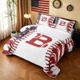 thumbnail image 3 of meiyoeat Retro Baseball Monogrammed B Bed Spread Queen for Boys, American Stars and Stripes Queen Coverlet Set, 3 Pieces, 1 Comforter and 2 Pillowcases, 3 of 7