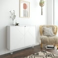 thumbnail image 3 of Nexera Slim Modern Wood Accent Cabinet with 2 Doors, White, 3 of 6