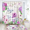 thumbnail image 1 of Juego de 4 cortinas de ducha con diseño de la Torre Eiffel de París, con alfombra antideslizante, tapete y tapa de inodoro, cortinas de ducha con diseño floral de mariposas primaverales y ganchos,, 1 of 6