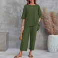 thumbnail image 5 of Outfmvch Linen Sets for Women Vintage Tracksuit Linen Beach Set 2 Piece Sleepwear Womens Sets Summer Wide Leg Trousers Suit Lightweight Lounge Set Womens Pajama Sets Linen Outfit Women Green 4XL, 5 of 7