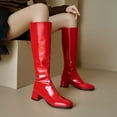 thumbnail image 5 of Mostsola Knee High Boots Women Square Toe Tall Boots Zip up Block Heeled Gogo Boots, 5 of 8