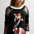 thumbnail image 3 of Women's Jollidays Long Sleeve Crewneck Pullover Sweater Color: Black Doodle Size: SMALL, 3 of 4