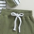 thumbnail image 5 of Infant Newborn Baby Boy Clothes Fall Winter Outfits 0 3 6 9 12 18 24 Months Infant Long Sleeve Stripe Rompers Jogger Pants Sets Infant Boys Clothes,6-12 Months,Green, 5 of 7