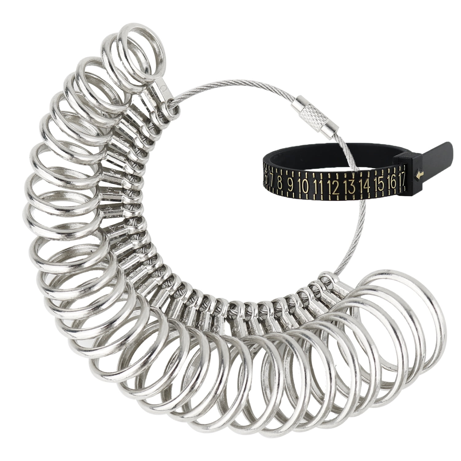 PHYHOO Stainless Steel Finger Ring Sizer Measuring Ring Tool, Size 1-13 with Half Size, 27 Pcs