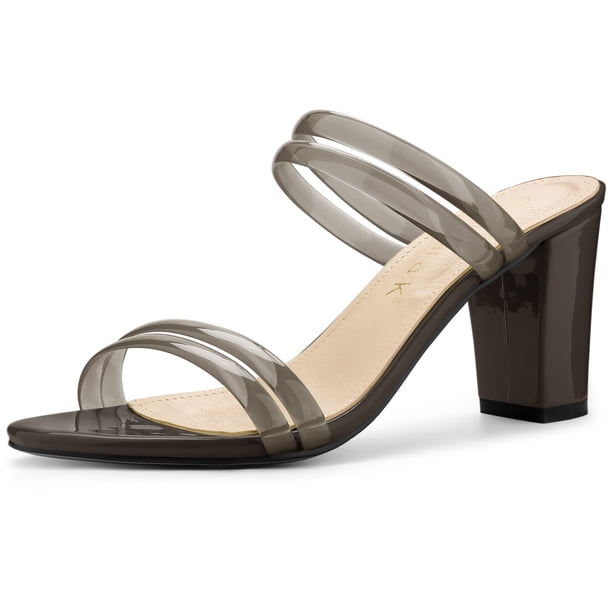 Sandalias Mules De Tiras Tacón Alto De Bloquepara Mujer Gris oscuro 37