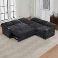 thumbnail image 3 of ACMEASE 84 Inches Chenille Sectional Couch w/Adjustable Backrests, Convertible L-Shape Sleeper Sofa w/USB Ports, Modular Corner Sofa w/Pull-Out Bed & Storage Space for Living Room, Black, 3 of 7