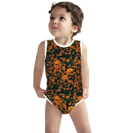 

Vsdgher Daisies Print Baby Unisex Baby Cotton Sleeveless Bodysuits Soft and velvety comfortable and breathable
