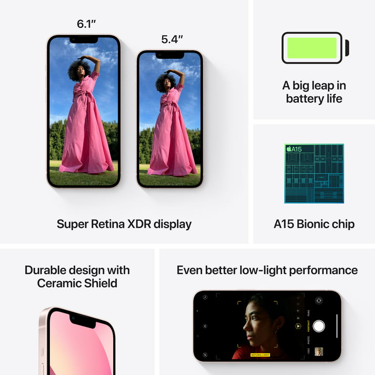 Total by Verizon Apple iPhone 13, 128GB, Pink- Prepaid Smartphone