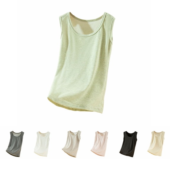 Antinious Women Solid Crewneck Pajama Sleeveless Binding Fleece Lined Thermal Undershirts