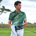 thumbnail image 3 of Vsdgher Green And Gold Marble Polo Shirts for Men, Men's Short Sleeve Stretch Polo Shirt, Shirts for Men-Large, 3 of 6