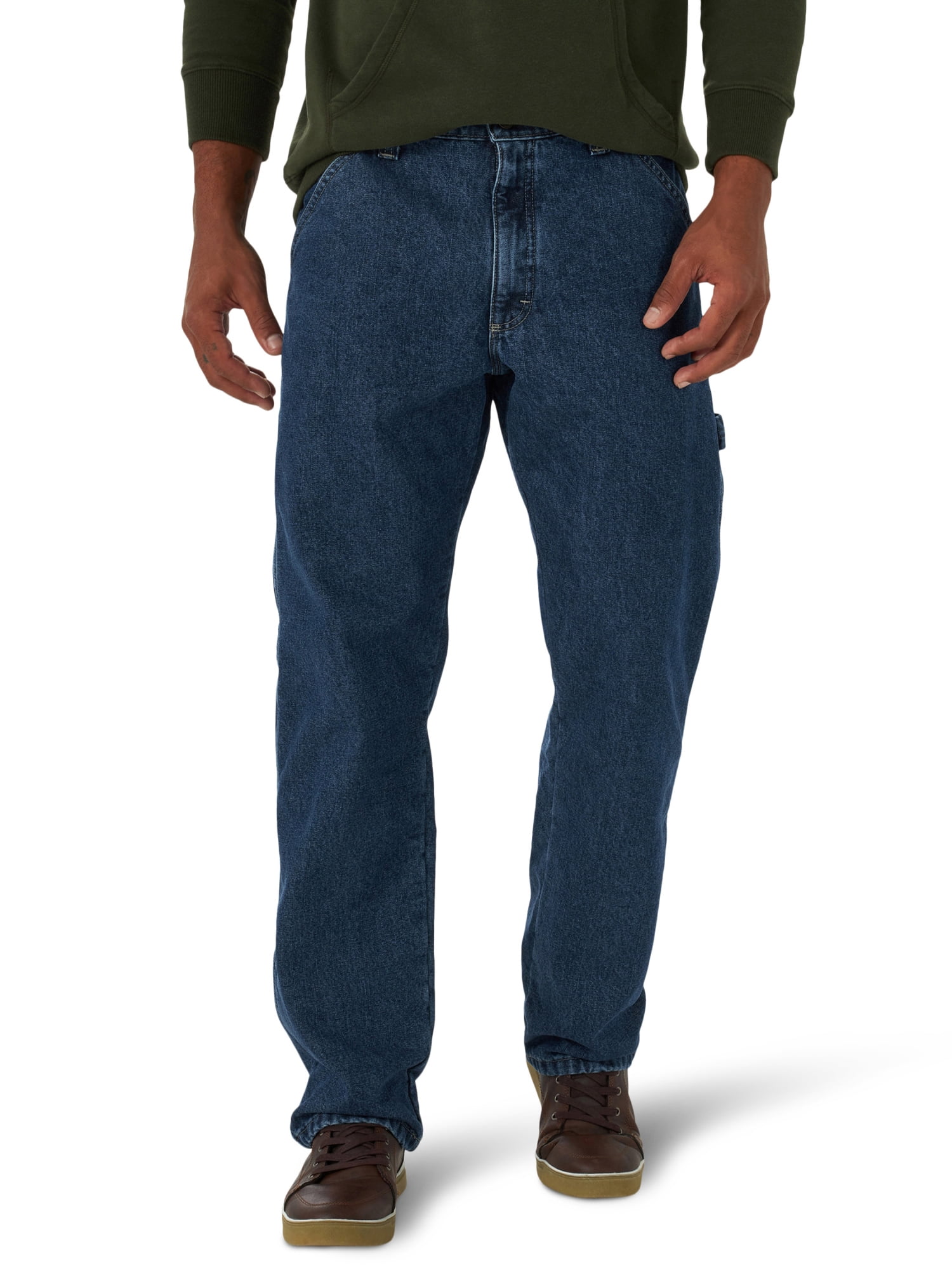 NWT MEN'S Wrangler Fleece Lined Carpenter Loose Fit Blue Jeans 94GRWST NEW 