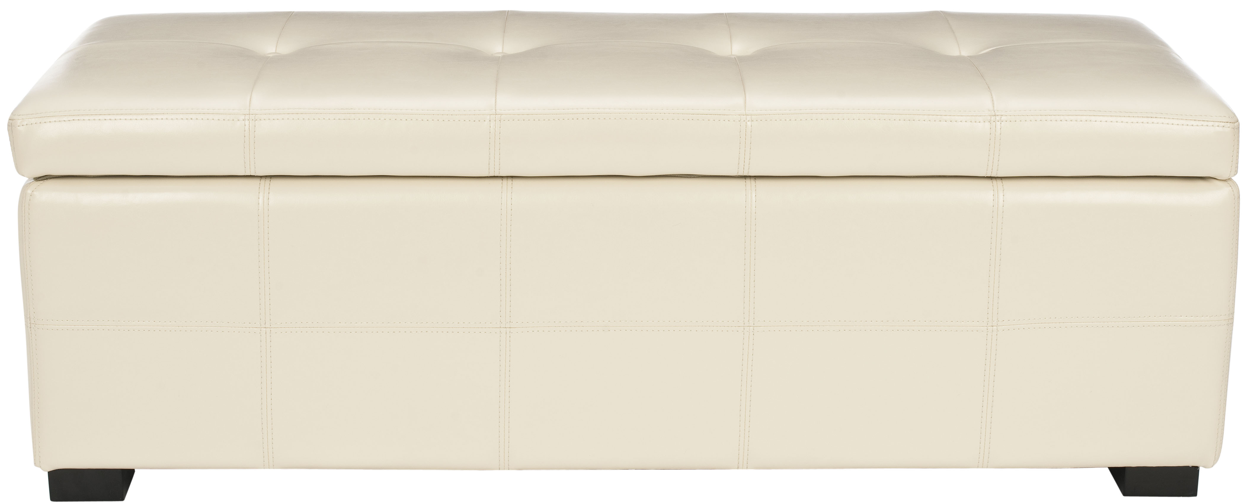 SAFAVIEH Maiden Large Rustic Flip Top Tufted Storage Bench, Flat Cream
