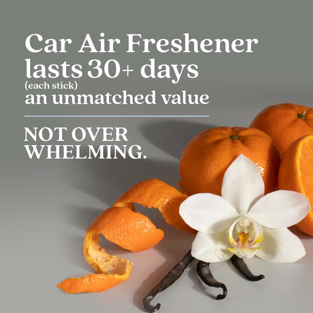 Non-Toxic Car Air Freshener (Black Vanilla & Mandarin) Natural Car Air Freshener | Essential Oil Diffuser | Car Scent Lasting Over 180 Days | 3 Packs of 2 Hanging Auto Stix