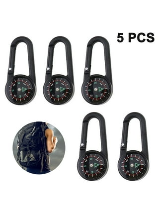 UDIYO Outdoor Camping Hiking Survival Buckle Keychain Compass Thermometer  Carabiner 