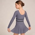 thumbnail image 4 of hengsof Girls' Long Sleeve Ballet Leotard Solid Color V Neck Mesh Bodysuit Dance Gymnastics Leotard Suitable for Girls Aged 3-15, 4 of 6