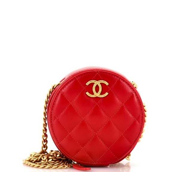 Pre-Owned All Slide Long Round Clutch with Chain Quilted Lambskin By Rebag