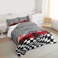 thumbnail image 3 of Homewish Red Racing Car Bedding Comforter Set,Checkerboard Race Flag Twin Comforter Sets,Red Gray Black Bedding Set For Boys Kids,Ultra Soft Home Decor Reversible,2-Piece, 3 of 8