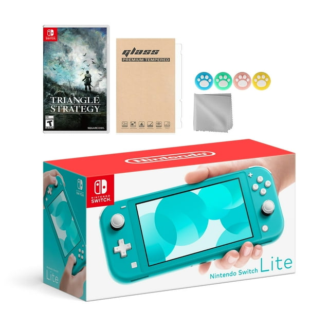 Nintendo Switch Lite Turquoise avec Triangle Strategy et Accessoires Mytrix NS Jeu Disque Ensemble Meilleur Cadeau de Vacances