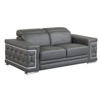 Titan Furnishings 71" Modern Genuine Italian Leather Loveseat in Gray