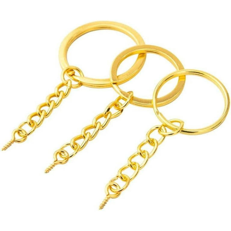 MLGB 100 Piece D Hook Keychain Hardware with Jump Rings Metal Split Key  Ring Clips with Chain for Craft Charm Making DIY - AliExpress