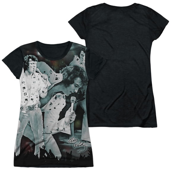 Elvis Presley Now Playing Junior Women's Sublimated T-Shirt White