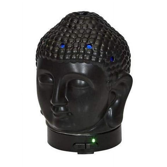 Ultrasonic Aroma Oil Diffuser Buddha Ceramic Deco Art Black