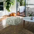 thumbnail image 2 of Home Soft Things Fox Faux Fur Pouf Stool Ottoman - Moonstruck - 17x17x17", 2 of 6