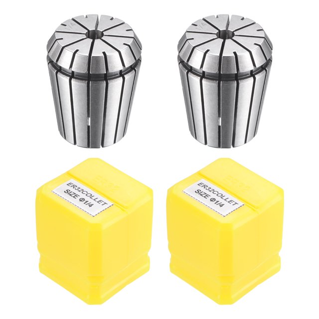 Unique Bargains ER32 Spring Collet, Mandrin 1/4 Pieds pour Machine de Gravure CNC, Outil de Fraisage de Tour, Lot de 2