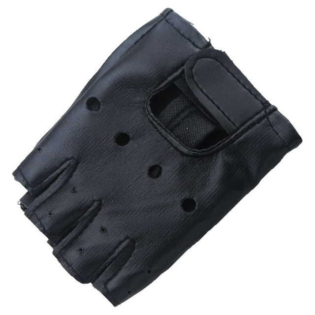 Guantes de cuero desechables con medio dedo y diseño de rayo punk para adultos y niños con remaches