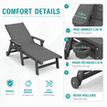 thumbnail image 3 of 3-Piece Outdoor Lounge Chair with Table, Lawn Pool Chair Foldable, Outdoor Textilene Sun Recliner w/ 5 Adjustable Backrest, Heavy-duty Steel Frame, Blue, 3 of 9